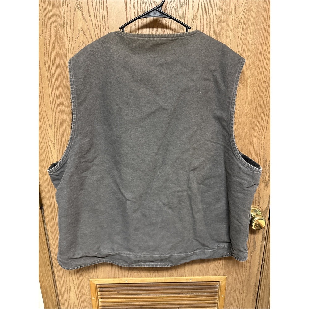 CARHARTT V26 US Men's 3XL Gray Sandstone Duck Canvas Sherpa Fleece Lined Vest - Picture 2 of 8